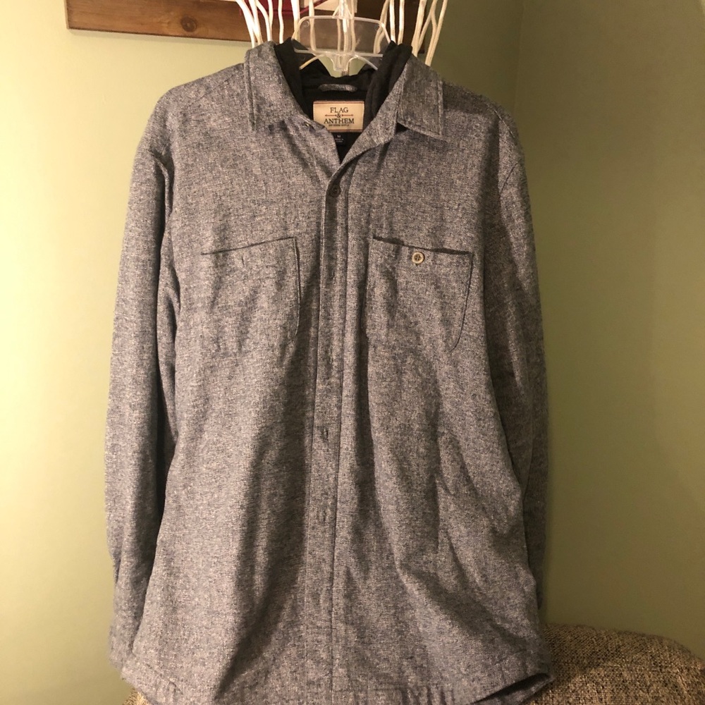 Flag and Anthem Hooded Shirt Jacket